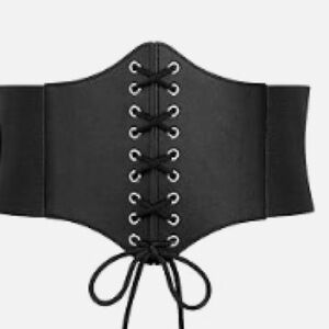 Elegant Black Lace-Up Corset Belt